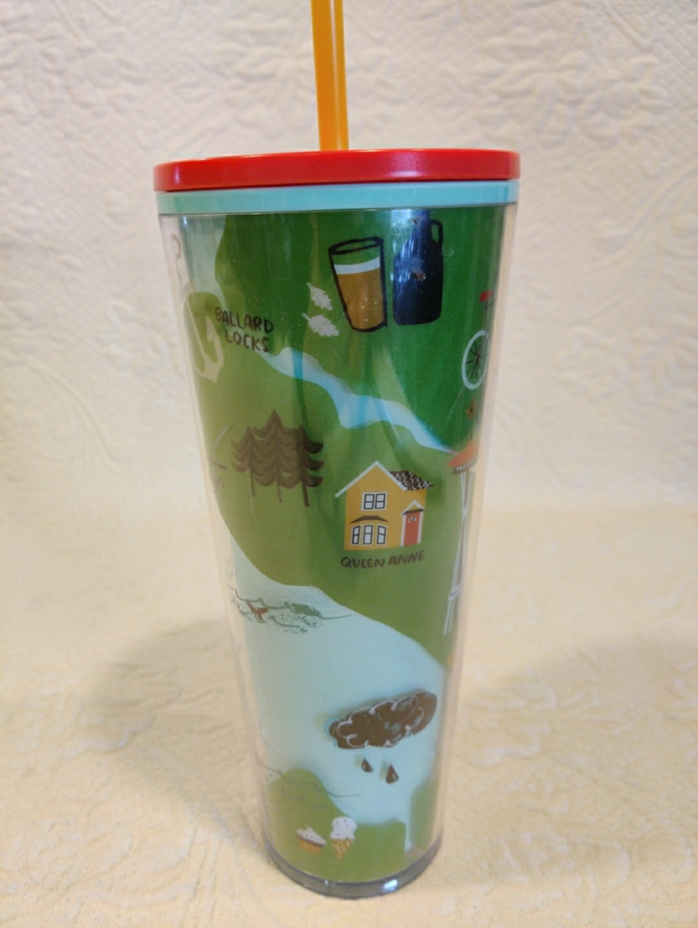 Starbucks Seattle Local Collection Cold Cup Tumbler Lid & Straw 24 oz ~ NEW! - Picture 2 of 10